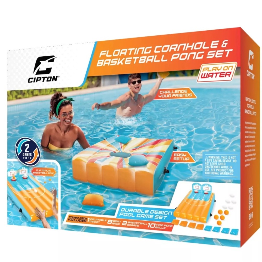 Inflatable Pool Bag Toss Cornhole Game for Outdoor Pools Summer Family Fun NEW